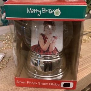 Merry Brite Silver Photo Snow Globe